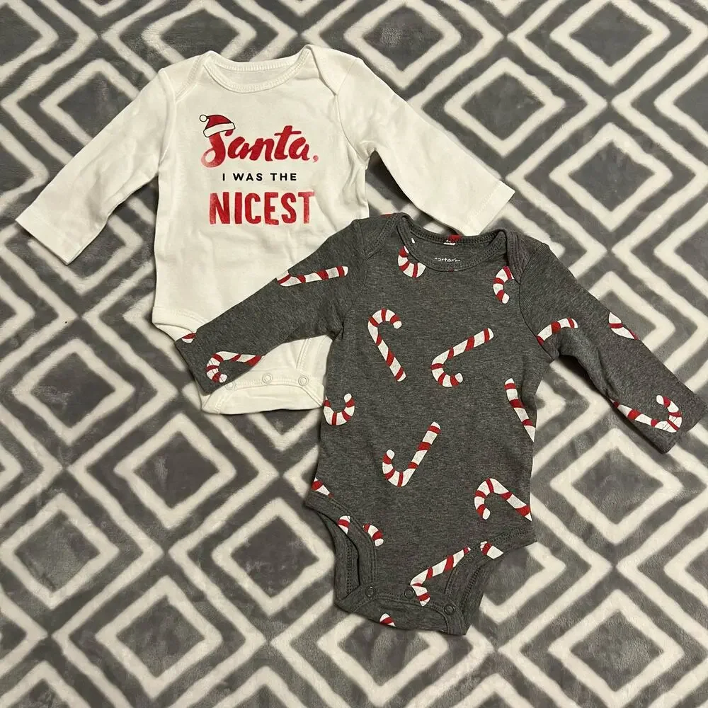 Carter's Christmas Long-Sleeve Bodysuits Size 3 Months New w/Tags